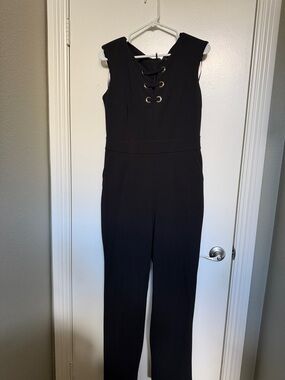 Spense Black Sleeveless Lace-Up Front Jumpsuit